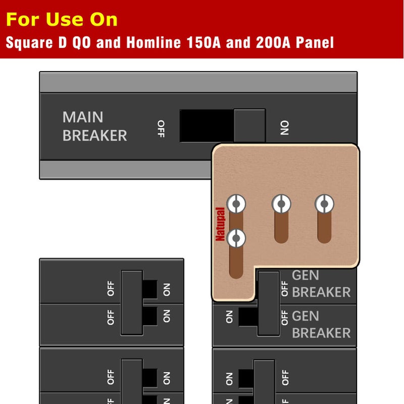 Natupal Generator Interlock Kit Compatible With Square D Qo Hom 150 Or 200 Amp Panels. 1 3/8 Inch Spacing Between Main And Branch Breaker  Update Versioner  Professional And Interlock Kit  New Version - Image 2