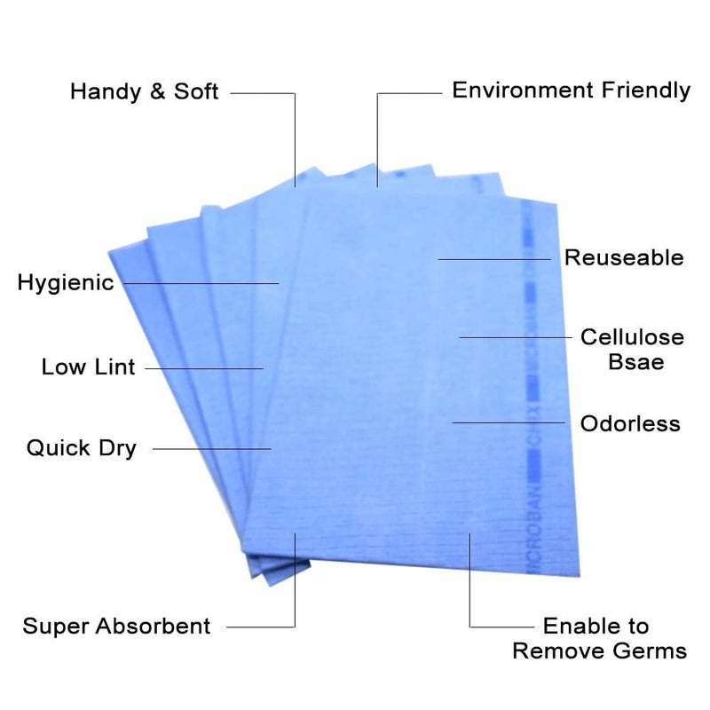 Tandem Kitchen Sponge Cloth for Table Tops and Glass Wipe Combination of Microfiber and PVA Cloth 5Pcs Light Blue - Image 3
