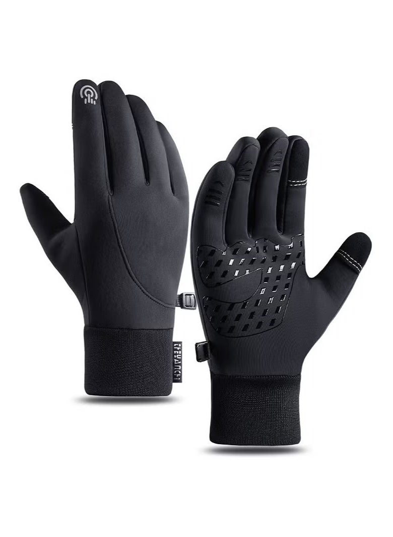 قفازات شتوية، قفازات شتوية دافئة تعمل باللمس للرياضات الخارجية، قفازات حرارية مقاومة للماء تعمل باللمس، مقاومة للرياح والبرد للرجال والنساء، قفازات عمل وقفازات قيادة وقفازات ركوب الدراجات وقفازات المشي لمسافات طويلة وقفازات شاشة تعمل باللمس وقفازات دافئة للطقس البارد ومناسبة لركوب الدراجات وصيد الأسماك والجري، مع أصابع قابلة للطي. - Image 5