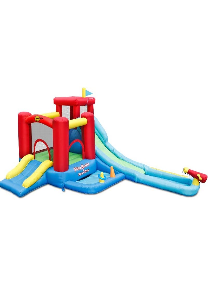 Happy Hop Play Center + Water Slide 440x330x235cm | Inflatable Bouncer | Inflatable Water Park with Air Blower | Jumping Castle for Outdoor Play | Water Play Adventure | Suitable for Ages 3+ - Image 1