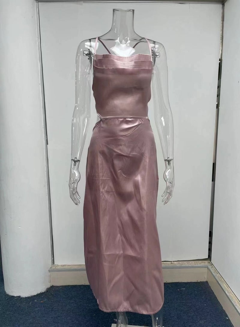 Loquat Summer Women's New Solid Color Suspender Dress  - Image 1