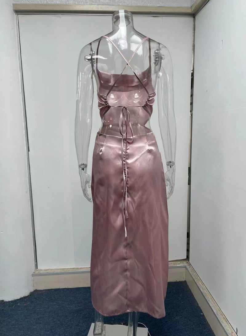 Loquat Summer Women's New Solid Color Suspender Dress  - Image 3