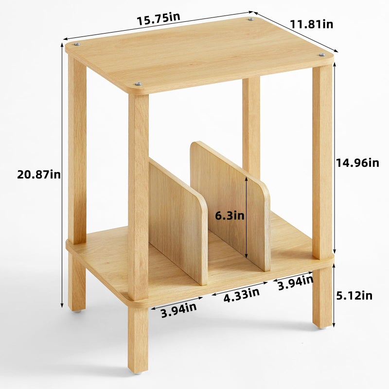 LELELINKY 2-Tier Bamboo Record Player Stand with Vinyl Record Storage up to 100 Albums, Boho Bedroom Record Holder and Multi-Functional End Table for Living Room, Natural - Image 3