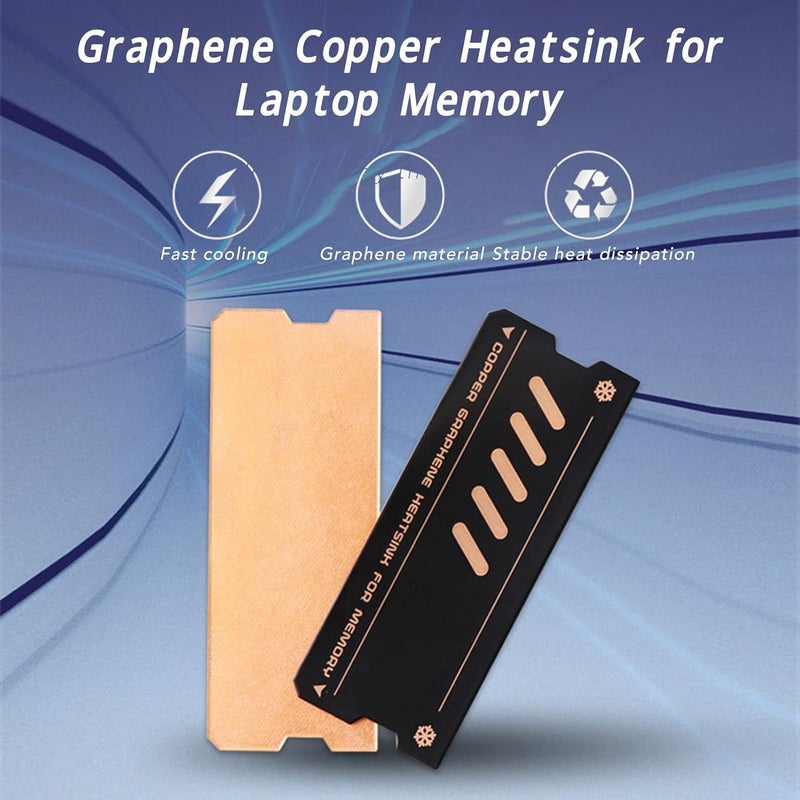 klarako 2pcs DDR5/DDR4 Cooling Heatsink Graphene Fast Conduction Stable Copper Heat Sink for DDR4 DDR5 Laptop Memory - Image 3