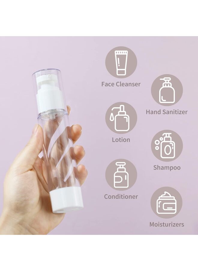6PCS Clear Airless Cosmetic Cream Pump Bottle Travel Size Dispenser Refillable Containers/Foundation Travel Pump Bottle for Shampoo 50ml - Image 3