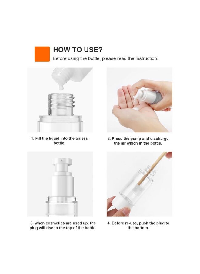 6PCS Clear Airless Cosmetic Cream Pump Bottle Travel Size Dispenser Refillable Containers/Foundation Travel Pump Bottle for Shampoo 50ml - Image 5