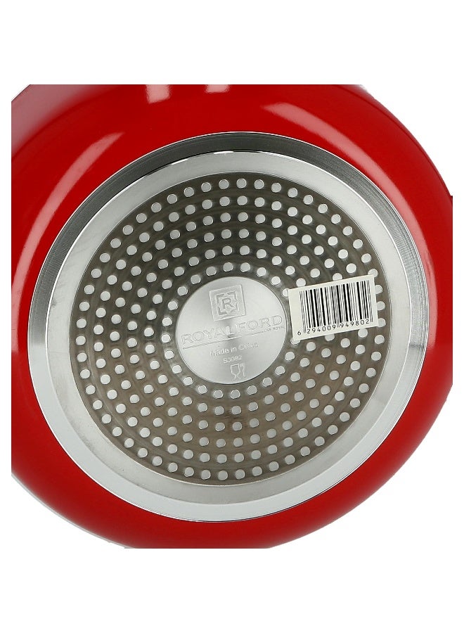 Royalford RF6440 Non-Stick Cooking pot  with Glass Lid 24 cm- Durable Coating, High-Quality Construction with Comfortable Resistant Handle | Non-Stick Dish for Gas, Induction & Ceramic Hobs Red - Image 5