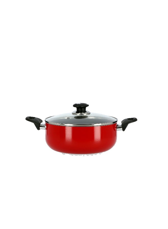Royalford RF6440 Non-Stick Cooking pot  with Glass Lid 24 cm- Durable Coating, High-Quality Construction with Comfortable Resistant Handle | Non-Stick Dish for Gas, Induction & Ceramic Hobs Red - Image 2