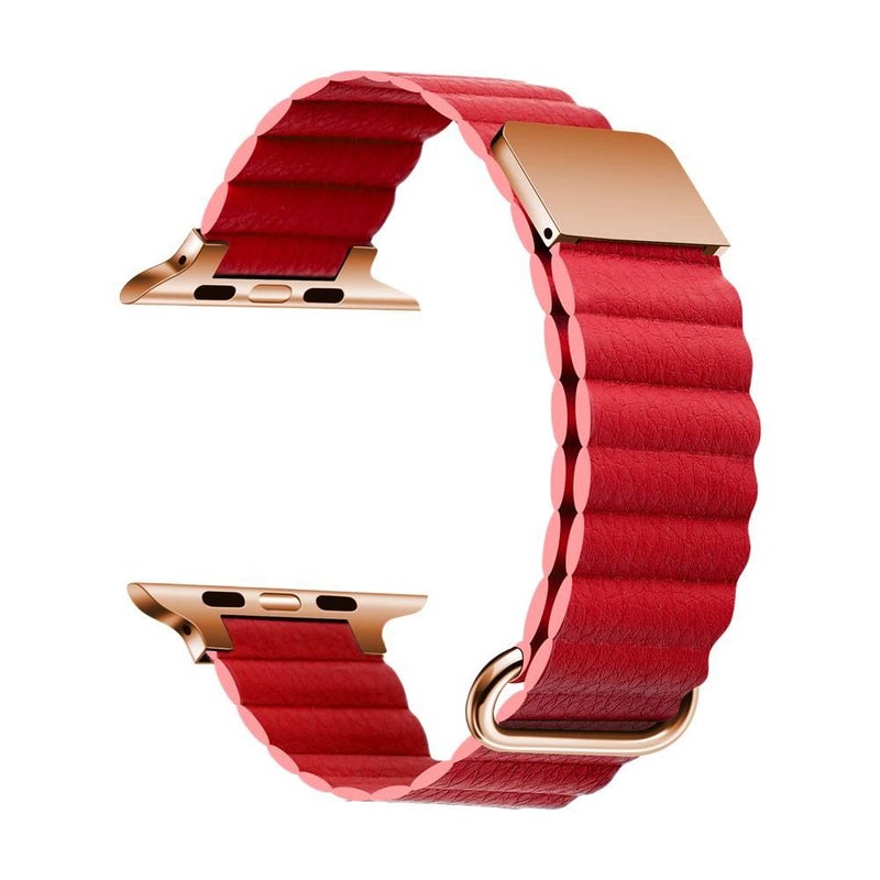 Adjustable Loop Strap Smartwatch Band Compatible with Apple Watch 38 40 41 42 44 45 49mm with Fit Replacement Strap Red Colour in Nylon - Image 1