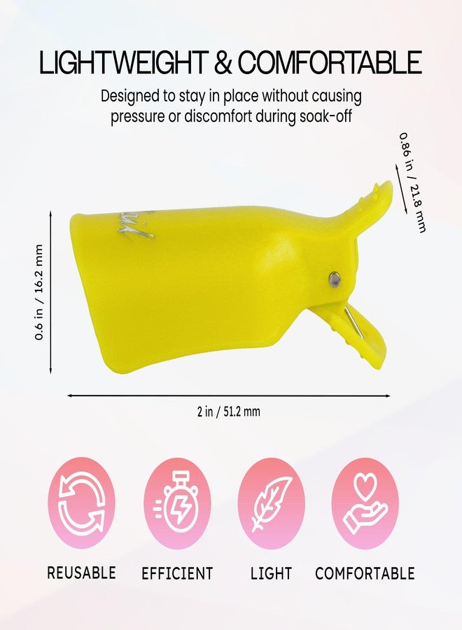 Pana 10 Pcs YELLOW Color Reusable Acrylic Nail Soak Treatment UV Gel Polish Remover Clip Cap Manicure Tool - Image 3