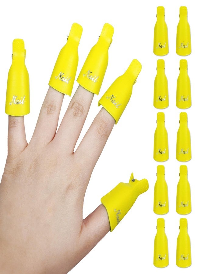 Pana 10 Pcs YELLOW Color Reusable Acrylic Nail Soak Treatment UV Gel Polish Remover Clip Cap Manicure Tool - Image 1