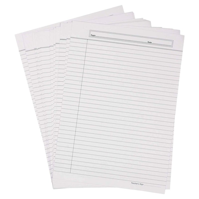 D S R Eclet 90 GSM A4 Ruled Thick White Project Sheets (100 Sheets, Both Side Ruled) for Project/Assignment/Practical/Homework - Image 4