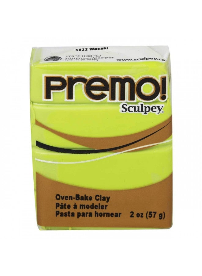 Polyform Sculpey Premo Polymer Oven-Bake Clay, Wasabi Green, Non Toxic, 2 oz. bar, Great for jewelry making, holiday, DIY, mixed media and home décor projects. Premium clay perfect for clayers and artists.  - Image 1