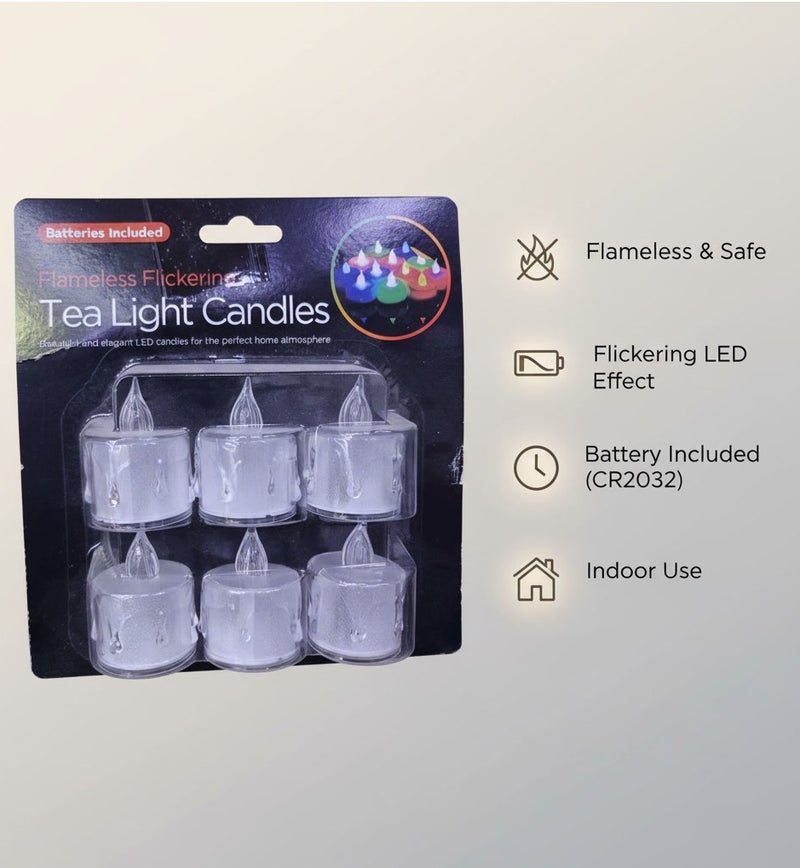 OMG 6PCS Flameless LED Tea Light Candles Warm White Flickering Battery Operated (CR2032 Included) Smokeless Safe Decorative Lights for Home Wedding Party - Image 4