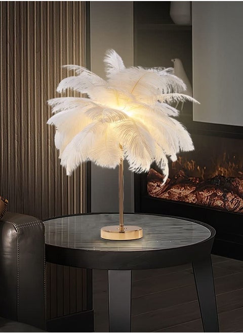 Coconut Tree Shaped Night Light Decorative Feather Head Living Room Accent Table Lamp