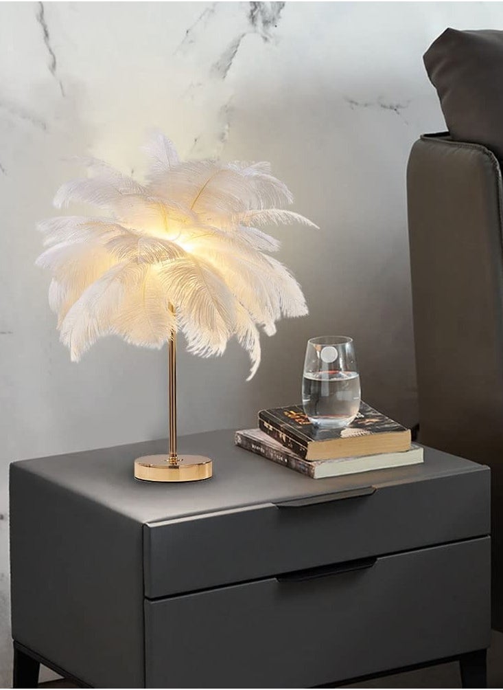 Coconut Tree Shaped Night Light Decorative Feather Head Living Room Accent Table Lamp