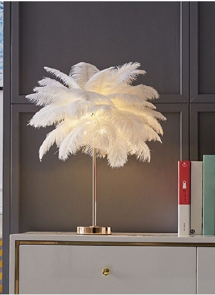 Coconut Tree Shaped Night Light Decorative Feather Head Living Room Accent Table Lamp