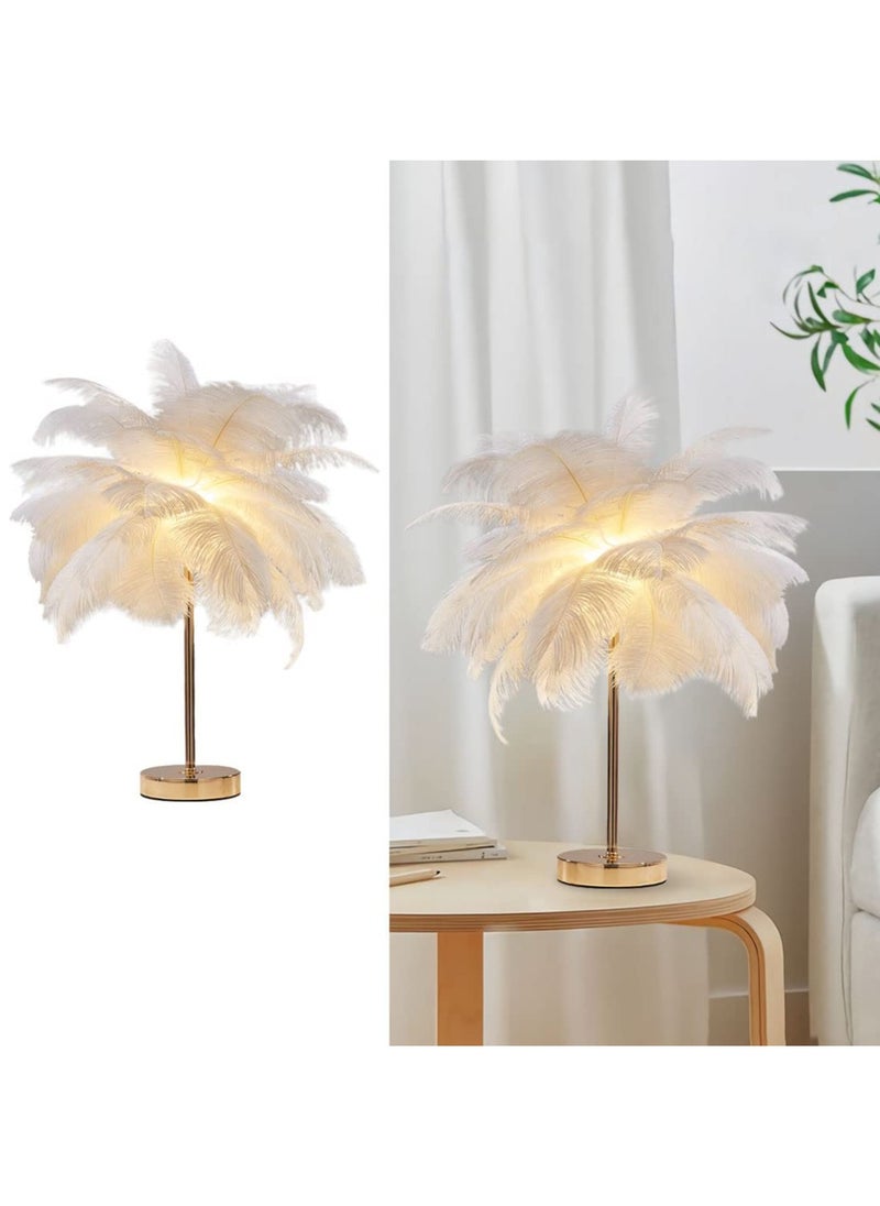 Coconut Tree Shaped Night Light Decorative Feather Head Living Room Accent Table Lamp