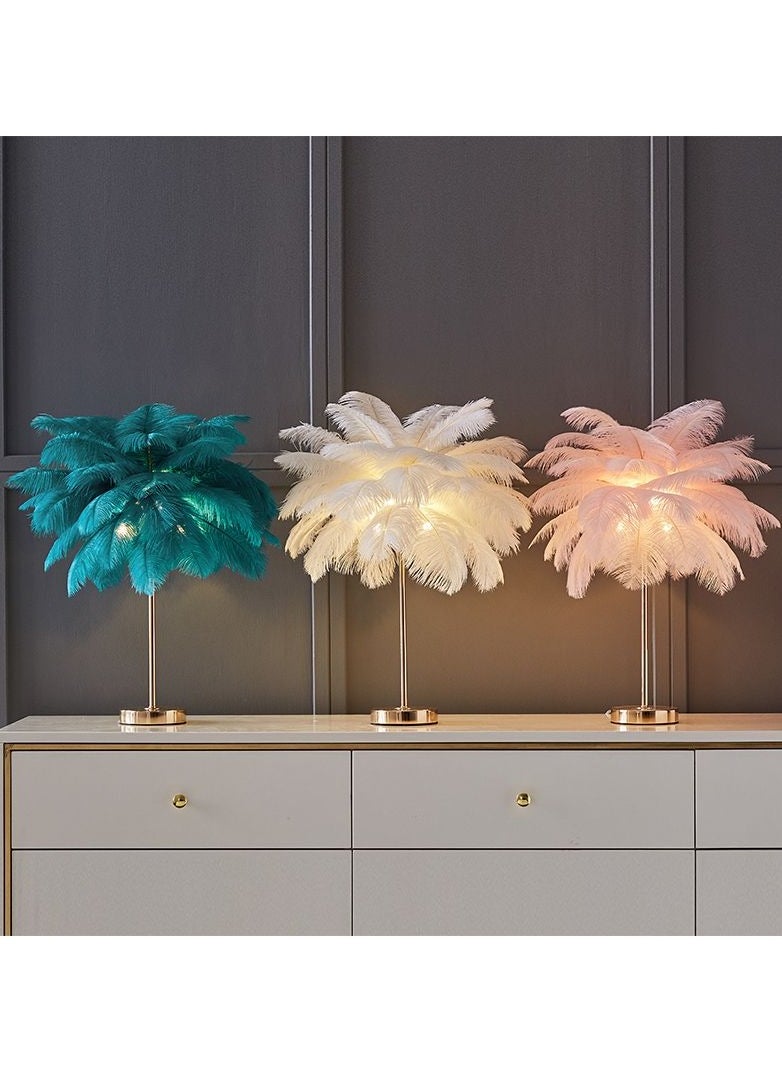 Coconut Tree Shaped Night Light Decorative Feather Head Living Room Accent Table Lamp