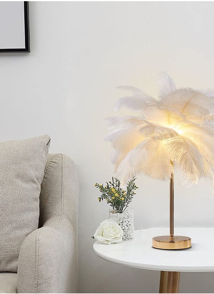 Coconut Tree Shaped Night Light Decorative Feather Head Living Room Accent Table Lamp