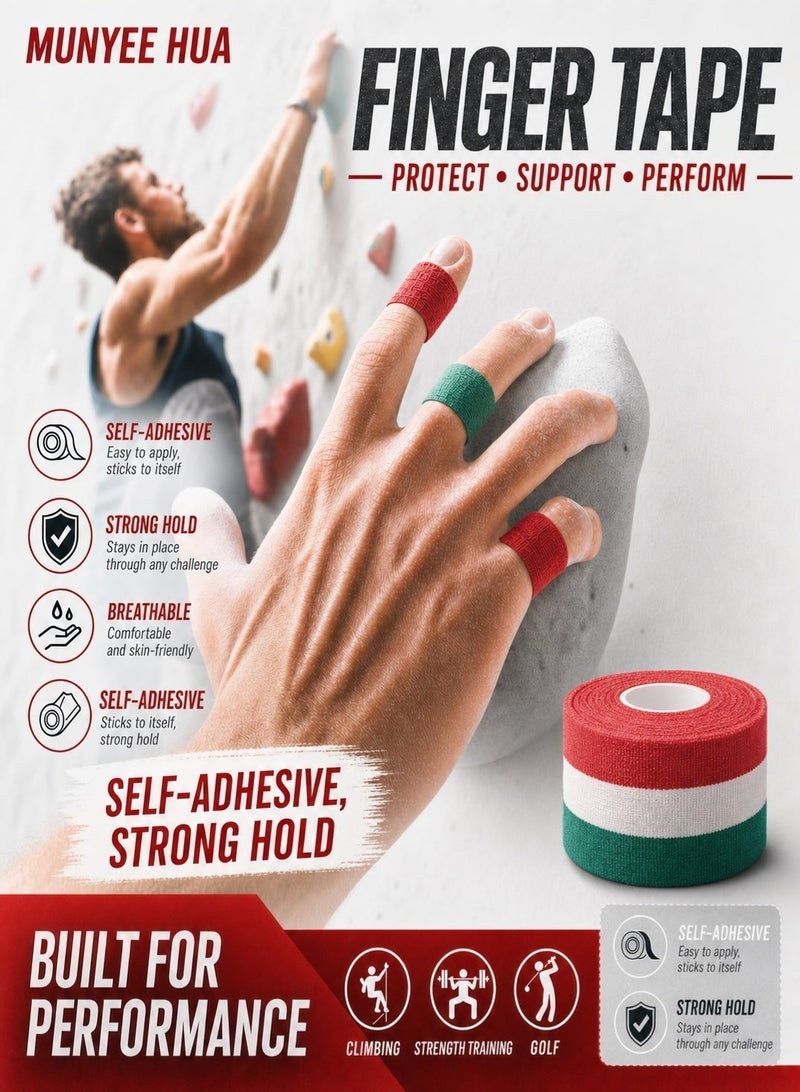 Munyee Hua 3 Rolls Athletic Finger Tape, Latex-Free Skin-Friendly Finger Wrap Tape 1.25 cm x 13.7 m, Extra Strong Adhesive Sports Tape for Finger Support, Hand Grip, Joint Protection, Climbing, Football, Gym, Weightlifting, Padel, Tennis and Volleyball - Image 2