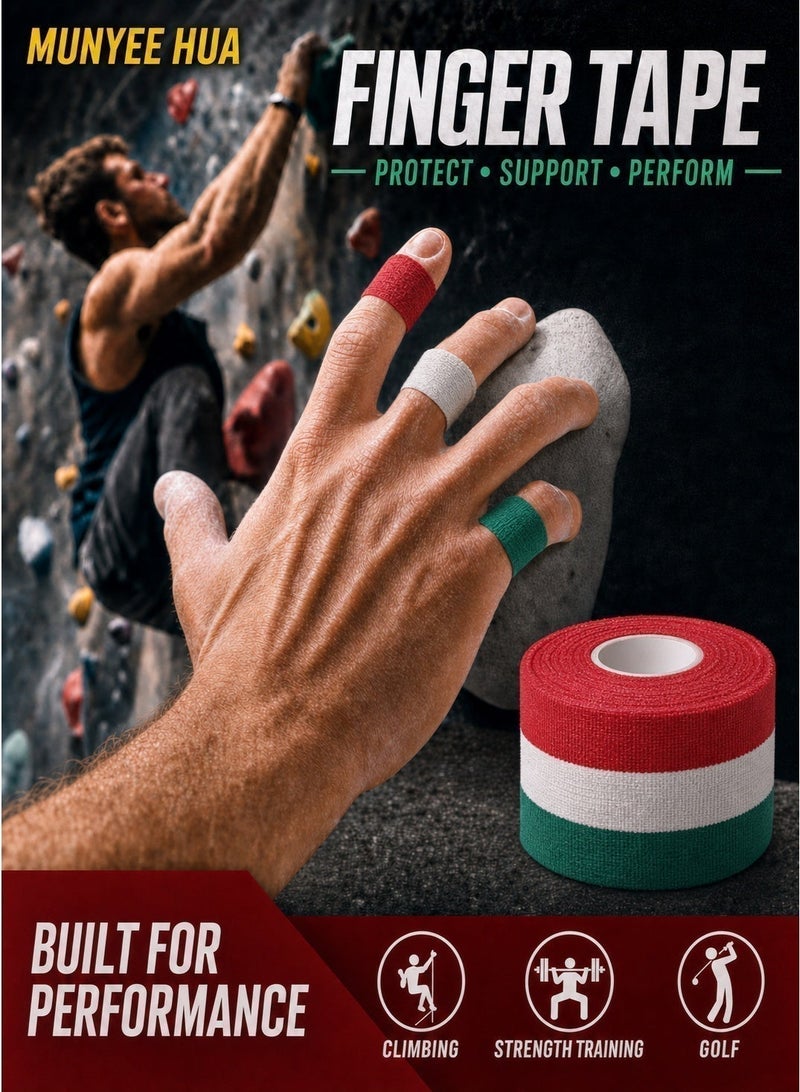 Munyee Hua 3 Rolls Athletic Finger Tape, Latex-Free Skin-Friendly Finger Wrap Tape 1.25 cm x 13.7 m, Extra Strong Adhesive Sports Tape for Finger Support, Hand Grip, Joint Protection, Climbing, Football, Gym, Weightlifting, Padel, Tennis and Volleyball - Image 1