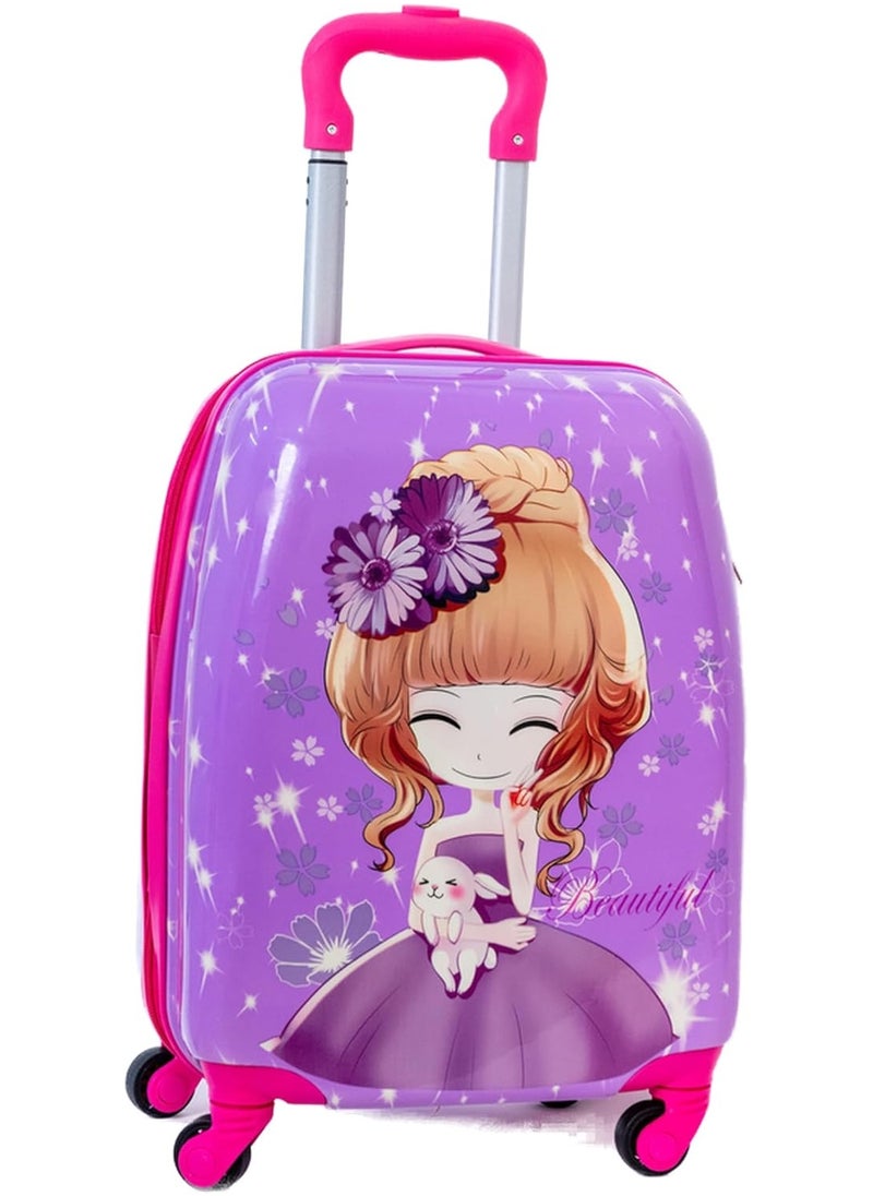 l'elefante Princess Character Kids Trolley Bag – 18-Inch Purple Rolling Backpack for Girls – Lightweight Durable School Travel Luggage with Wheels, Handle, and Spacious Compartments  - Image 1