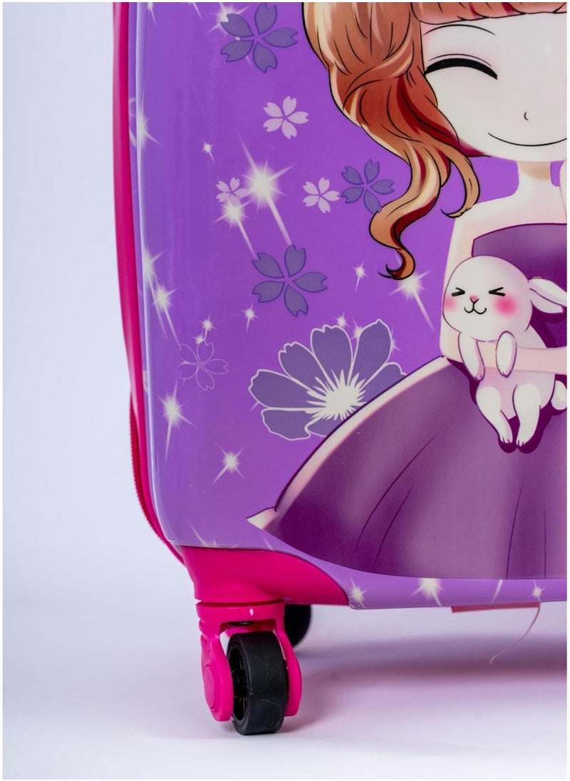 l'elefante Princess Character Kids Trolley Bag – 18-Inch Purple Rolling Backpack for Girls – Lightweight Durable School Travel Luggage with Wheels, Handle, and Spacious Compartments  - Image 4