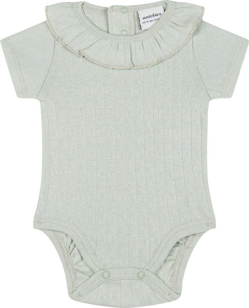 Antebies Mint Jacquard Ruffle Bodysuit