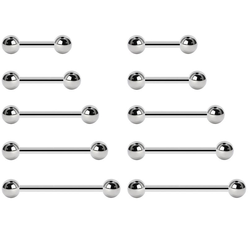 NewkeepsR Steel 5 Pairs-16G Bridge Cheek Dimple Nipple Piercing Straight Barbell Short Industrial Bars Jewelry, Length 8mm/10mm/12mm/14mm/16mm - Image 1