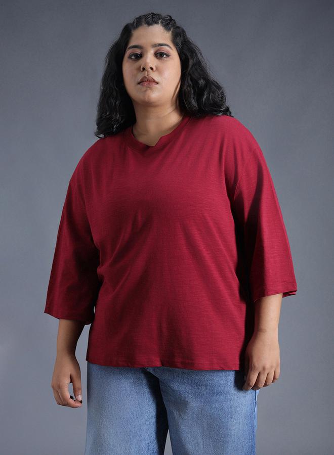 HIGH STAR Plus Size Solid Cotton Boxy Fit T-Shirt by Styli - Image 1
