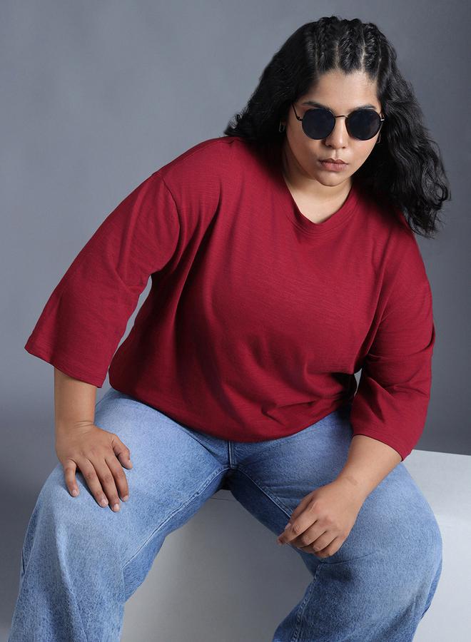 HIGH STAR Plus Size Solid Cotton Boxy Fit T-Shirt by Styli - Image 5