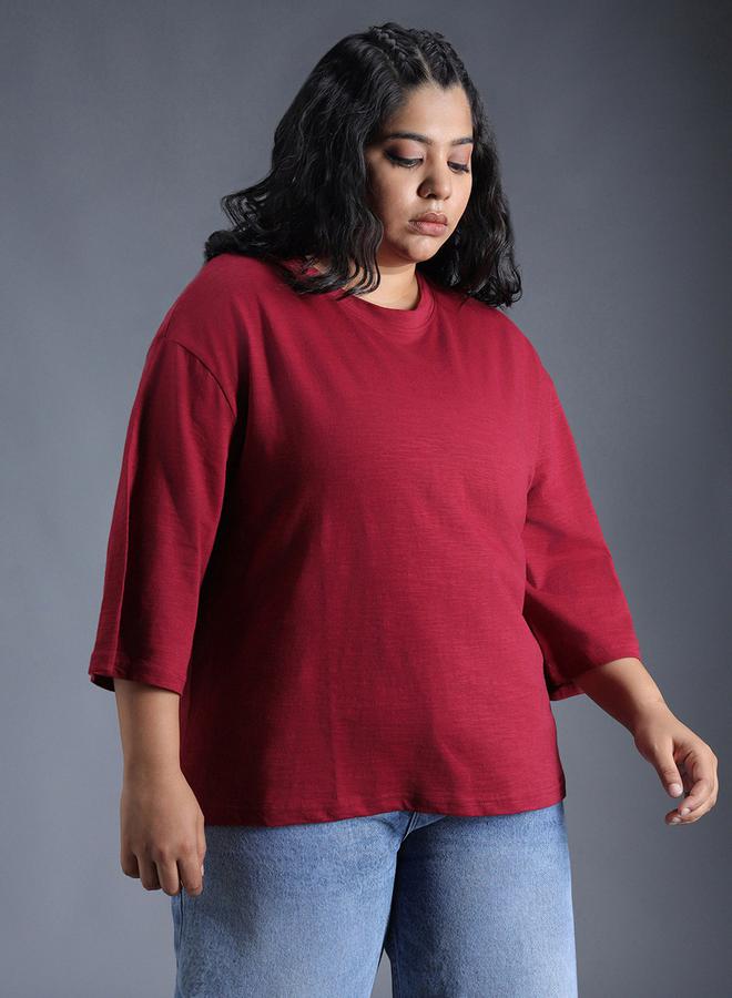 HIGH STAR Plus Size Solid Cotton Boxy Fit T-Shirt by Styli - Image 2
