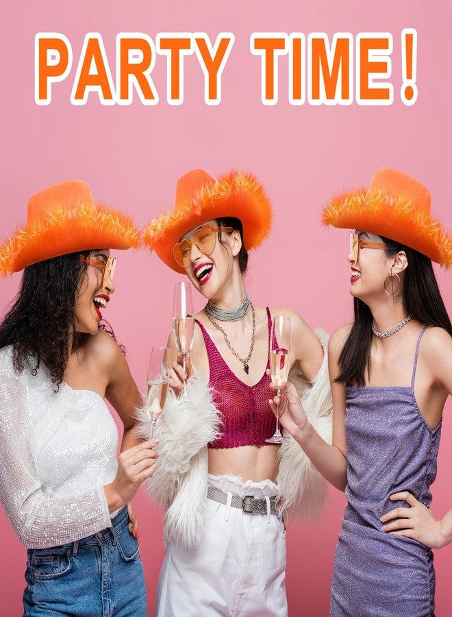 زانماي قبعة رعاة البقر من زانماي، قبعة رعاة البقر مزينة بالريش ونظارات شمسية على شكل قلب لحفلة توديع العزوبية، حفلة تنكرية (برتقالي، 12) - Image 4