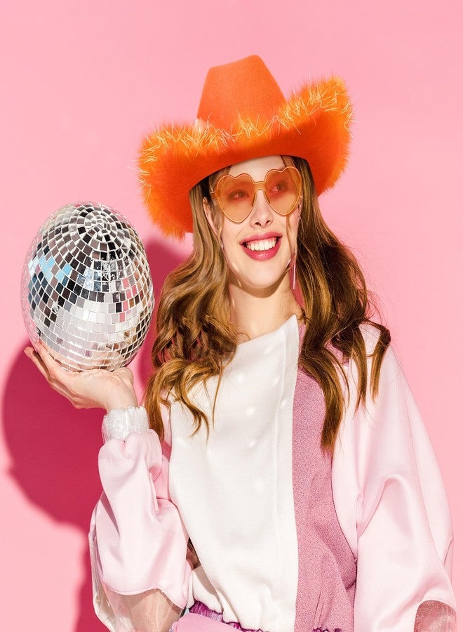 زانماي قبعة رعاة البقر من زانماي، قبعة رعاة البقر مزينة بالريش ونظارات شمسية على شكل قلب لحفلة توديع العزوبية، حفلة تنكرية (برتقالي، 12) - Image 3