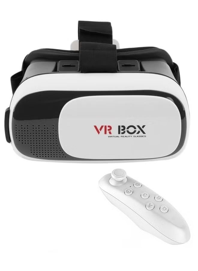 في آر بوكس - VR Box VR02 3D الواقع الافتراضي نظارات الفيديو تعريف العين مع أحزمة قابلة للتعديل متوافقة مع الهواتف الذكية يتضمن جهاز التحكم عن بعد بلوتوث Gamepad للألعاب والترفيه الغامرة - Image 1
