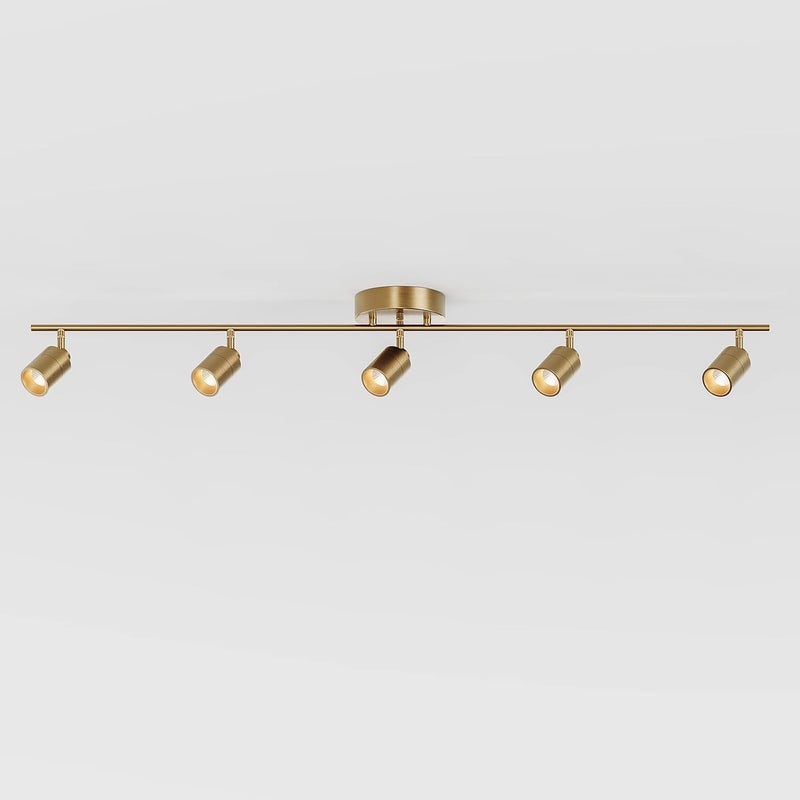 VidaLite Shura Brushed Brass 5-Light Track Light with Adjustable Heads, Integrated LED Bulbs, 4 ft. Track Lighting Kit Ceiling Light, 3000k, 2450 Lumens - Image 1