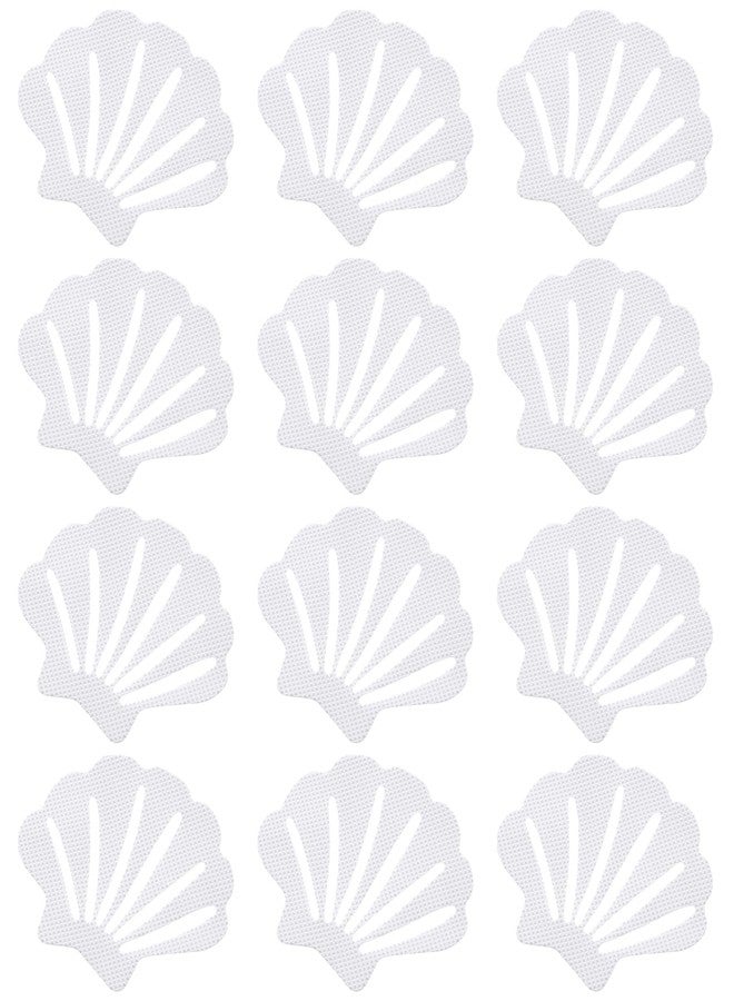TOPBATHY 12PCS Non-Slip Bathtub Stickers: Sea Shell Shaped Safety Shower Treads, Adhesive Appliques Bathroom Floor Decal, White Anti Slip Shower Strips - Image 1