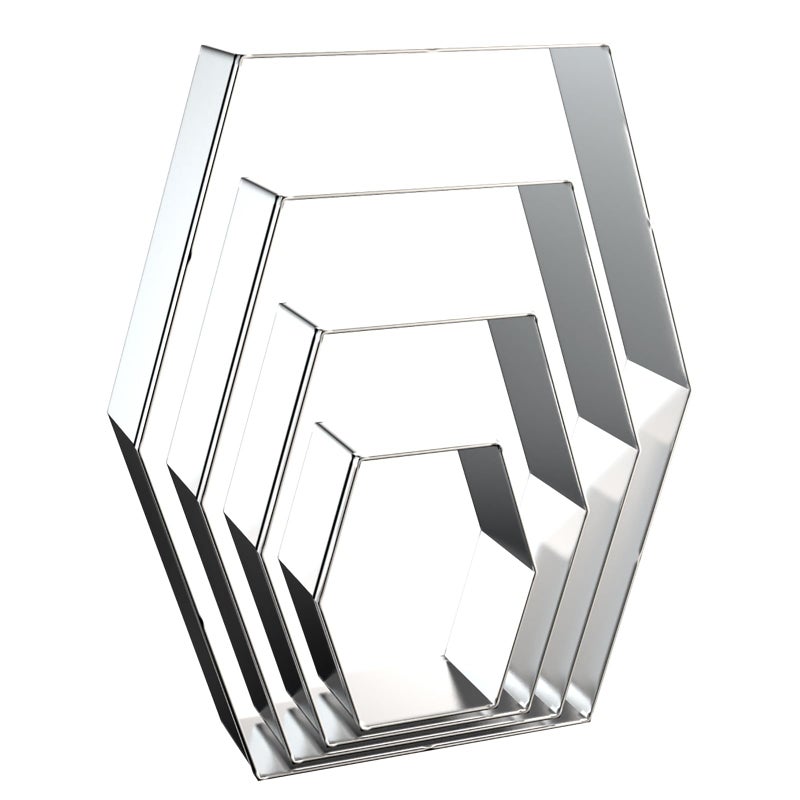 QAAQS Long Hexagon Cookie Cutters Shapes Set with Assorted Sizes - 5 inch  4 inch  3 inch  2 inch - Geometric Frame Plaque Cookie Cutters Shapes Molds - Stainless Steel - Image 1