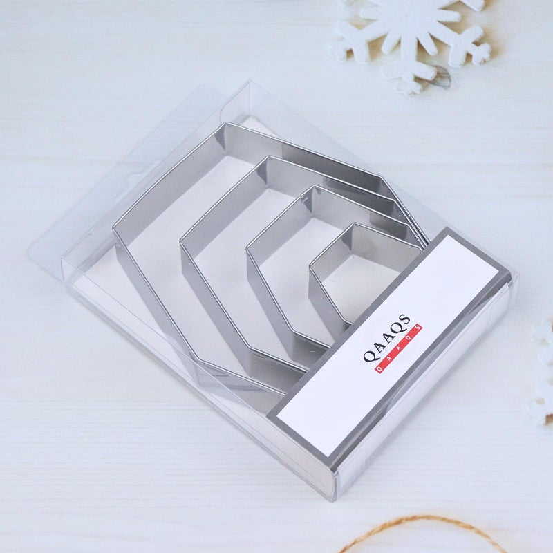 QAAQS Long Hexagon Cookie Cutters Shapes Set with Assorted Sizes - 5 inch  4 inch  3 inch  2 inch - Geometric Frame Plaque Cookie Cutters Shapes Molds - Stainless Steel - Image 5