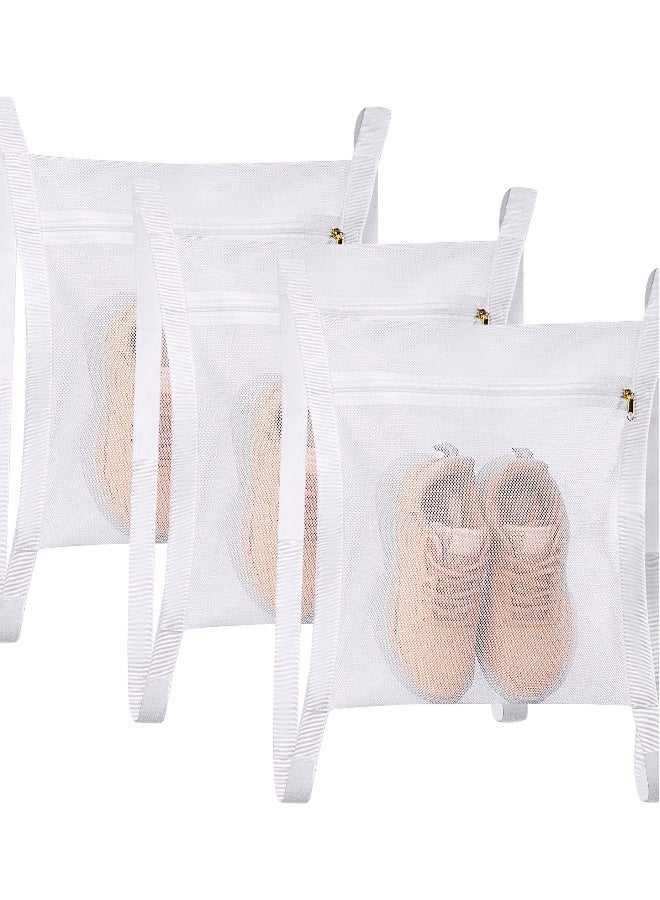 Sneaker Wash  Dry Net Bag for Dryer, 15.7x13.8 Inch Large HoneyComber Mesh Bags with Zipper and Strap for Shoes, Clothing, Laundry Reused Bag Tool (Large) 3 Pcs, Sneaker Wash  Dry Net Bag