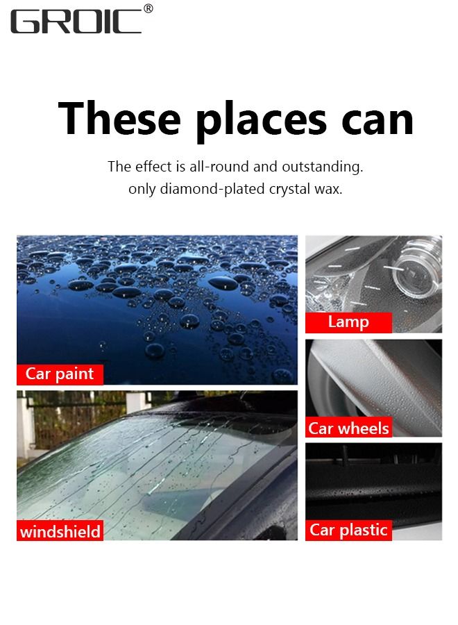 GROIC شمع السيارة الصلب لجميع السيارات الملونة، منظف مجموعة شمع السيارة، طلاء سيراميك تلقائي مقاوم للخدش، 200 جرام مع إسفنجة شمع ومنشفة مجانية - Image 4