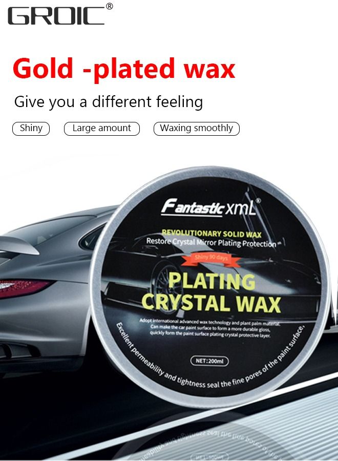 GROIC شمع السيارة الصلب لجميع السيارات الملونة، منظف مجموعة شمع السيارة، طلاء سيراميك تلقائي مقاوم للخدش، 200 جرام مع إسفنجة شمع ومنشفة مجانية - Image 2