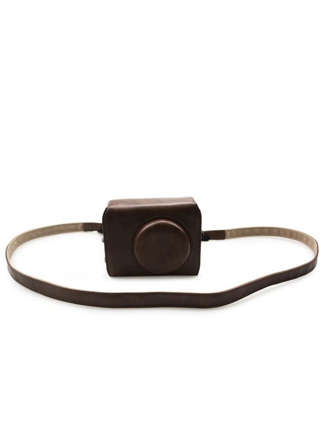 Rieibi Leather Camera Case for Canon G7 X Mark II/III - Vintage, Protective with Strap, Coffee Beauty Case  - Image 3