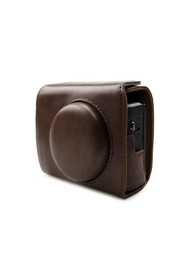 Rieibi Leather Camera Case for Canon G7 X Mark II/III - Vintage, Protective with Strap, Coffee Beauty Case  - Image 1
