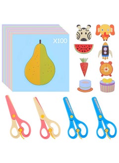 UCEC Toddler Scissors, 104 Pieces Safety Scissors Set For Kids Ages 2-4, Child Scissors, 2 Plastic Scissors For Toddlers, 2 Preschool Training Scissors, 100 Paper Cutting, Back To School Supplies  - Image 1