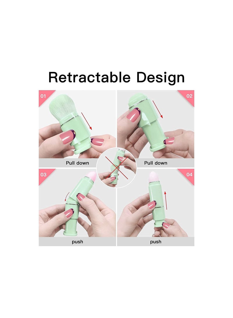 Makeup Brush, 8 in 1 Travel Small Makeup Brush Portable - Travel Lip Brush, Eyeshadow Brush, Beauty Sponge, Concealer brush, Foundation Blending Powder Brushes Retractable Makeup Brushes Sets, green - Image 5