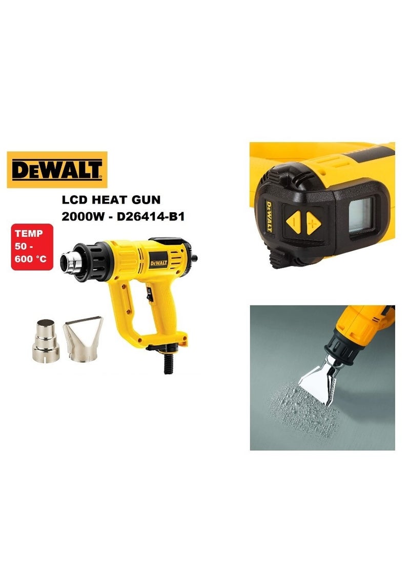 DEWALT Premium Heat Gun With  LCD Display Yellow/Black  2000W 240V DeWalt  - Image 2