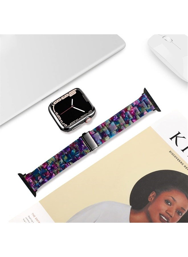 DEALELE Bands Compatible with iWatch 38mm 40mm 41mm, Colorful Resin Replacement Strap for Apple Watch Series 8/7 / 6/5 / 4/3 / SE Women Men, Grape Purple - Image 3