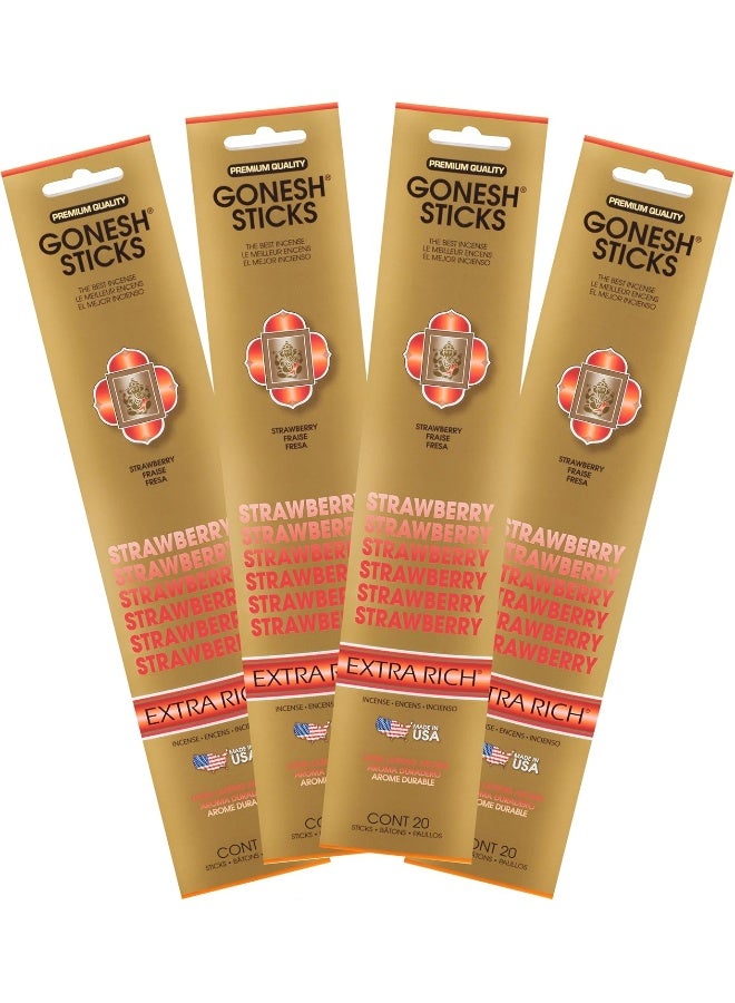 Gonesh  Extra Rich Scented Incense Sticks  NonToxic 10 Slow Burn Aromatic Sticks  Strawberry  80 Pack - Image 3